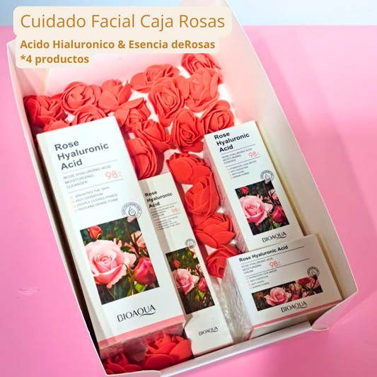 Kit Rutina Facial ACIDO HIALURONICO & ESENCIA DE ROSAS X4 PRODUCTOS