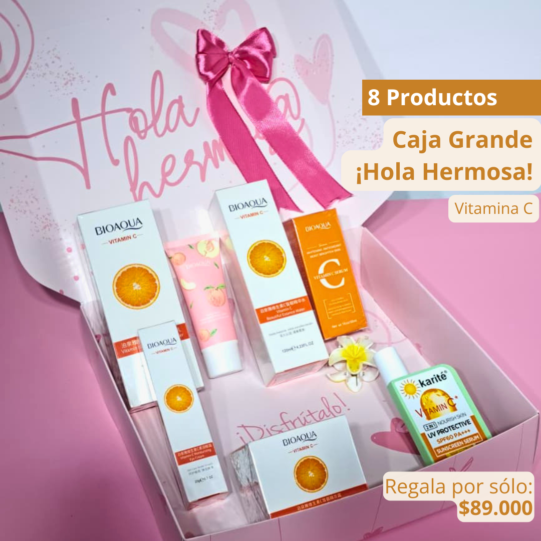 Caja Premium Cuiado Facial ¡Hola Hermosa! vitamina c x8 Productos