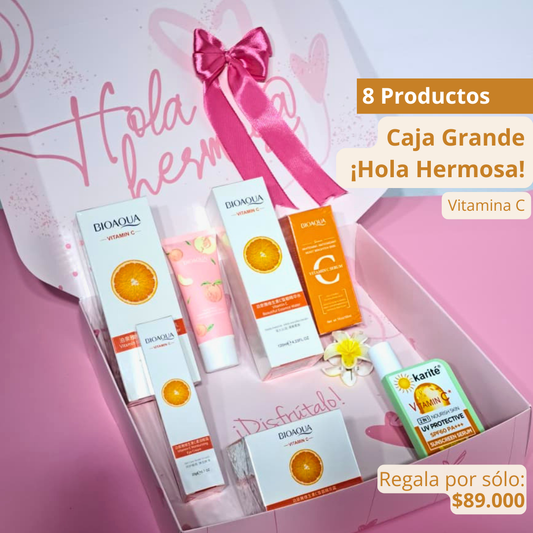 Caja Premium Cuiado Facial ¡Hola Hermosa! vitamina c x8 Productos