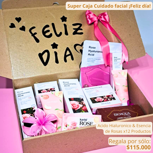 KIT GOLD CUIDADO FACIAL ACIO HIALURONICO Y ESENCIA DE ROSAS X12 PRODUCTOS